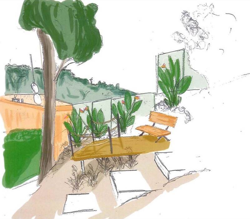 Dessin pour conception de jardin à Nice